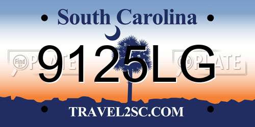 9125LG South Carolina License Plate