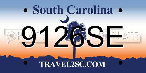 9126SE South Carolina License Plate