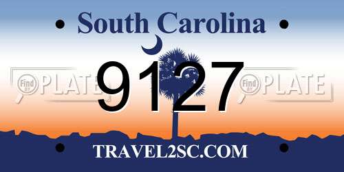 9127 South Carolina License Plate