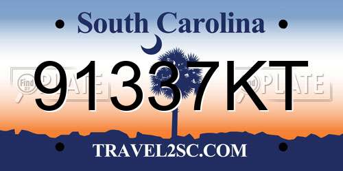 91337KT South Carolina License Plate