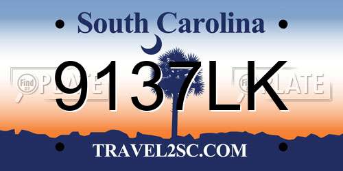9137LK South Carolina License Plate