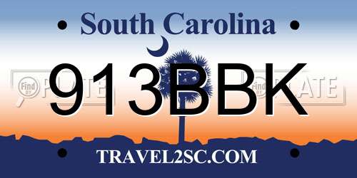 913BBK South Carolina License Plate