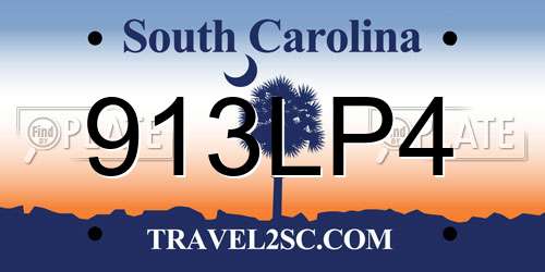 913LP4 South Carolina License Plate