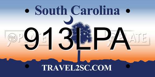 913LPA South Carolina License Plate