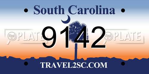 9142 South Carolina License Plate