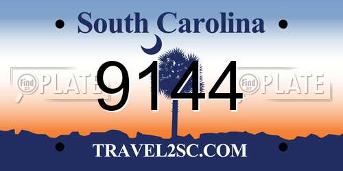 9144 South Carolina License Plate