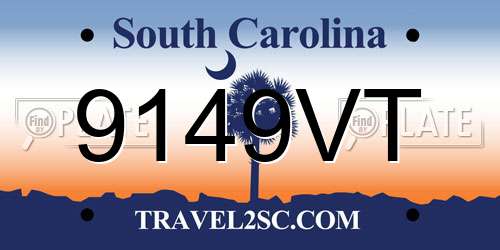 9149VT South Carolina License Plate