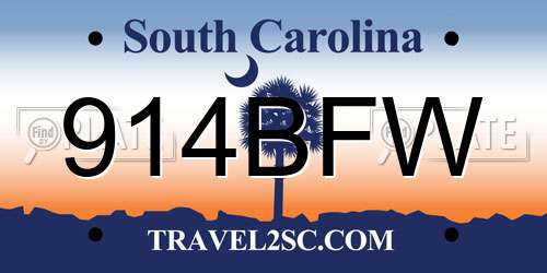 914BFW South Carolina License Plate