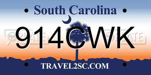 914CWK South Carolina License Plate