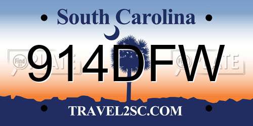 914DFW South Carolina License Plate
