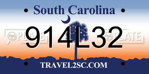 914L32 South Carolina License Plate