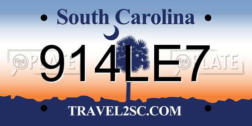 914LE7 South Carolina License Plate