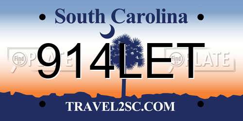914LET South Carolina License Plate