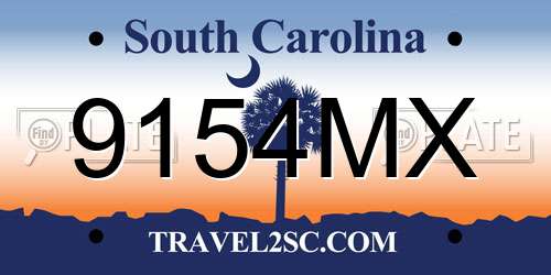 9154MX South Carolina License Plate