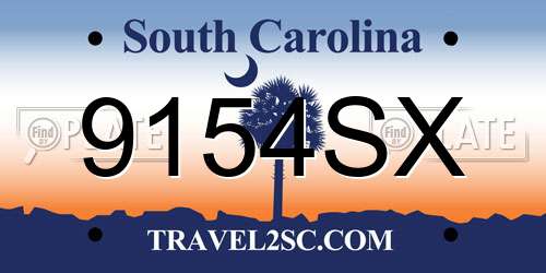 9154SX South Carolina License Plate