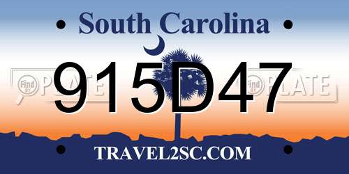 915D47 South Carolina License Plate