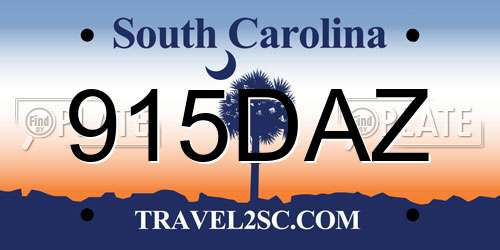 915DAZ South Carolina License Plate