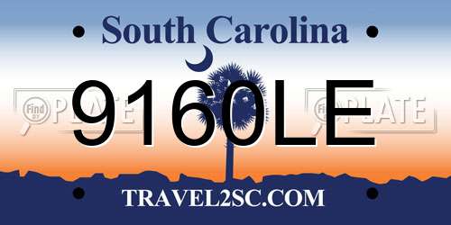 9160LE South Carolina License Plate