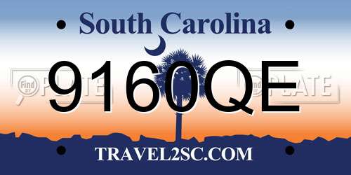 9160QE South Carolina License Plate