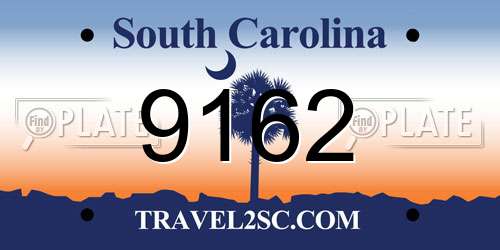 9162 South Carolina License Plate