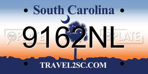 9162NL South Carolina License Plate