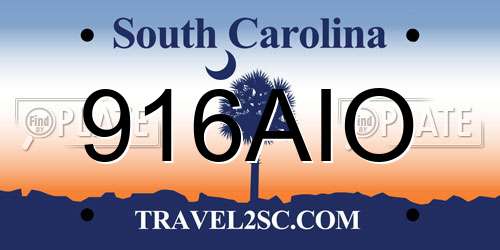 916AIO South Carolina License Plate