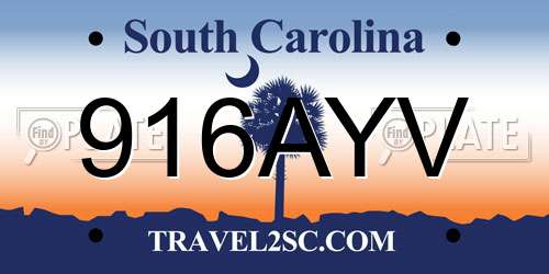 916AYV South Carolina License Plate