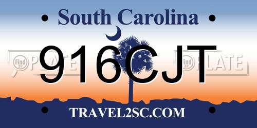 916CJT South Carolina License Plate