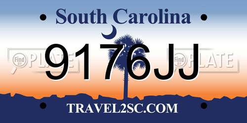 9176JJ South Carolina License Plate
