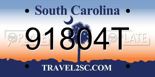 91804T South Carolina License Plate