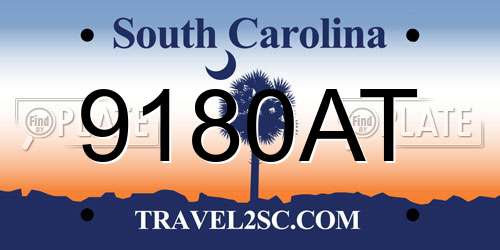 9180AT South Carolina License Plate