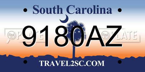 9180AZ South Carolina License Plate