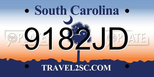 9182JD South Carolina License Plate