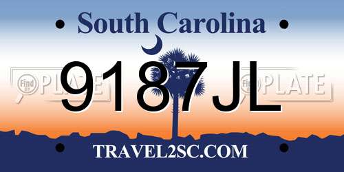 9187JL South Carolina License Plate