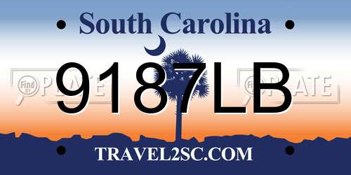 9187LB South Carolina License Plate