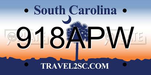 918APW South Carolina License Plate