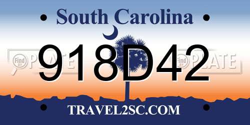 918D42 South Carolina License Plate