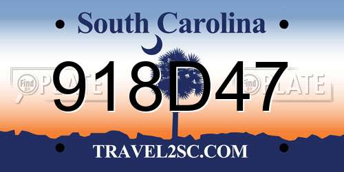 918D47 South Carolina License Plate