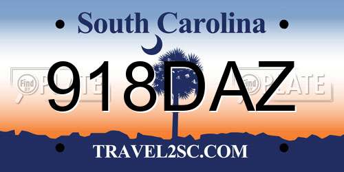 918DAZ South Carolina License Plate