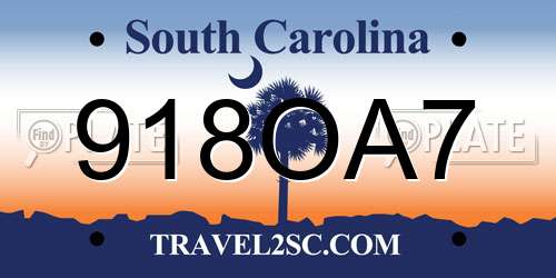 918OA7 South Carolina License Plate