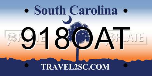 918OAT South Carolina License Plate
