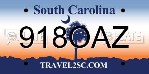 918OAZ South Carolina License Plate