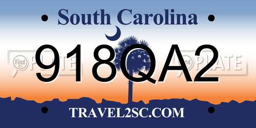 918QA2 South Carolina License Plate