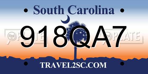 918QA7 South Carolina License Plate