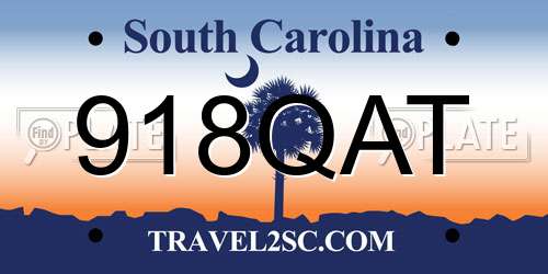 918QAT South Carolina License Plate
