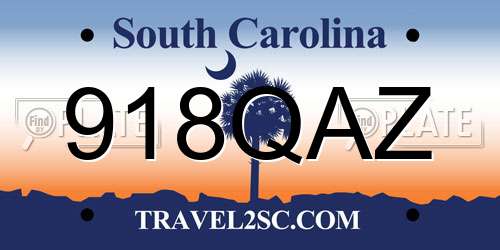 918QAZ South Carolina License Plate