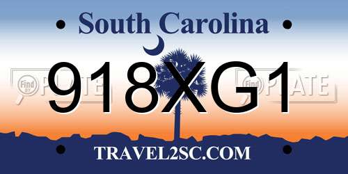 918XG1 South Carolina License Plate