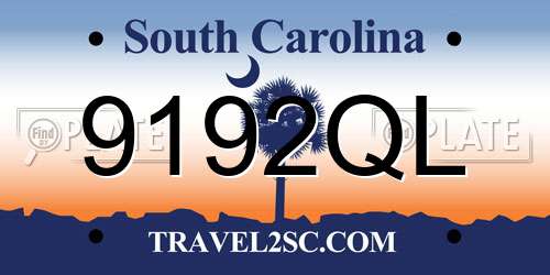 9192QL South Carolina License Plate