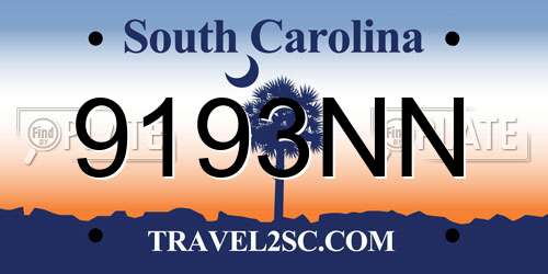 9193NN South Carolina License Plate