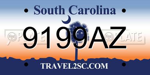 9199AZ South Carolina License Plate